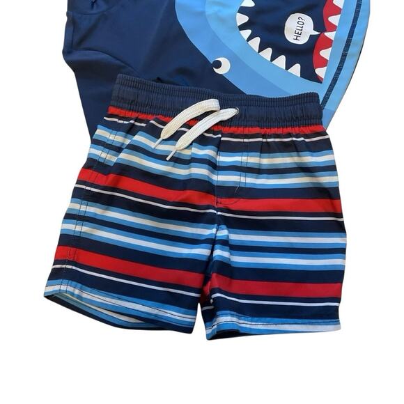 Simple Joys by Carter's Toddler Boys Shark Swimsuit Trunk Rashguard Set 2Y - Picture 7 of 8